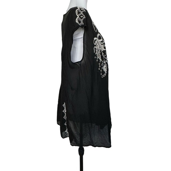 Johnny Was Tunic Embroidered Black White Size M - Picture 3 of 9